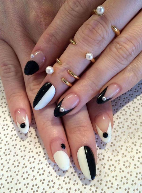 60 Examples of Black and White Nail Art  Art and Design