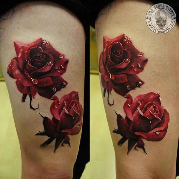 3D Rose Màu Tattoo - 50 Ví dụ về các hình xăm đầy màu sắc <3 <3