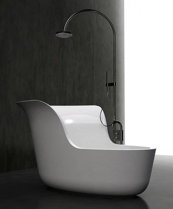 70 Creative Bathtub Designs Art And Design An L Shaped Free Standing Bathtub With Attached Shower On Top