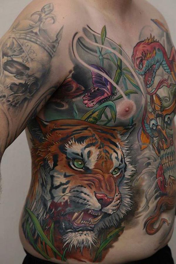 Tiger Colorful Tattoo - 50 Ví dụ về các hình xăm đầy màu sắc <3 <3