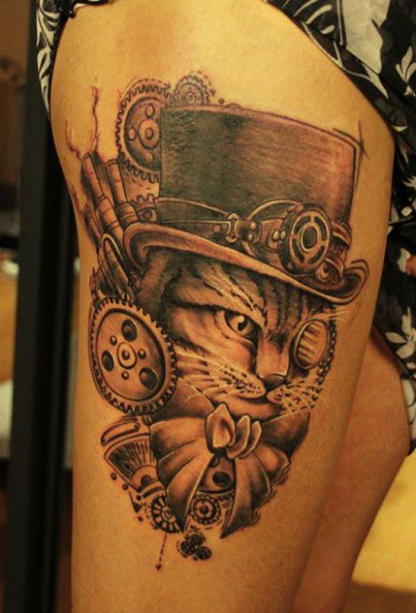 steampunk mèo tattoo600_884