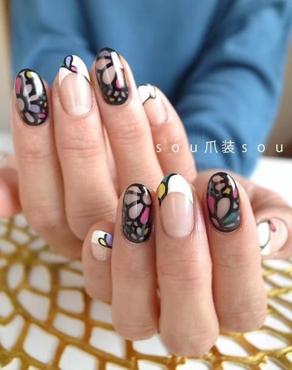 This nail art absolutely amazing. The flowers seem to be in close up view and mimic what you see through a kaleidoscope. A very fun and warm looking nail art. This is perfect for those who would like to look edgy with their nails yet retain a fresh and clean look.