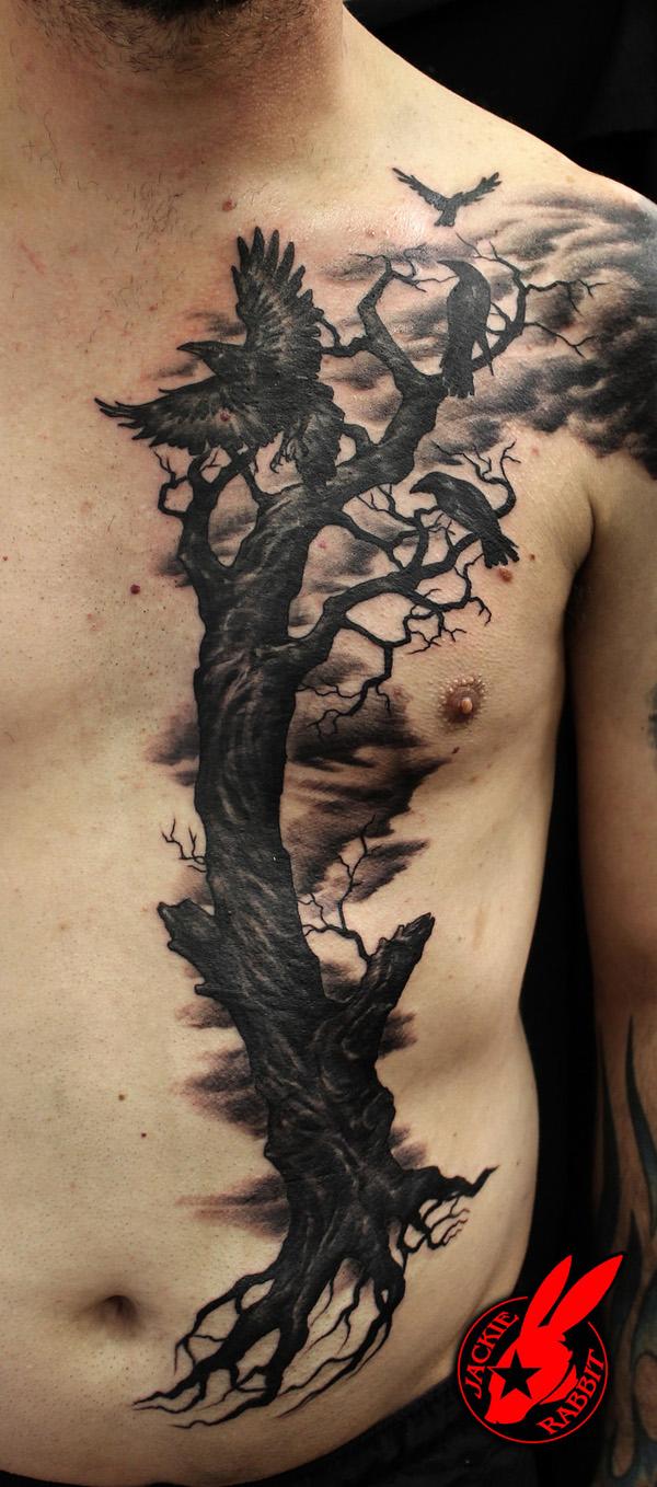 Ác Ravens Tree Tattoo bởi Jackie Rabbit - 60 + Mysterious Raven xăm <3 <3