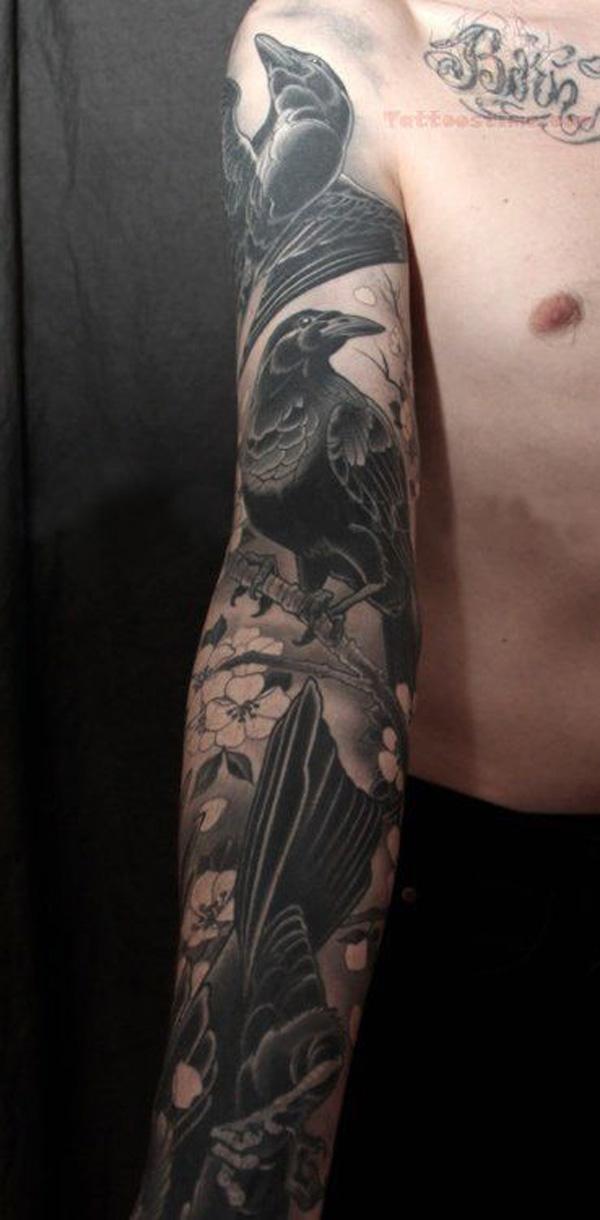 Raven Full Sleeve Tattoo - 60+ Mysterious Raven xăm <3 <3