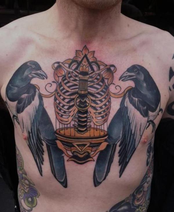 Raven Tattoo trên ngực - 60+ Mysterious Raven xăm <3 <3