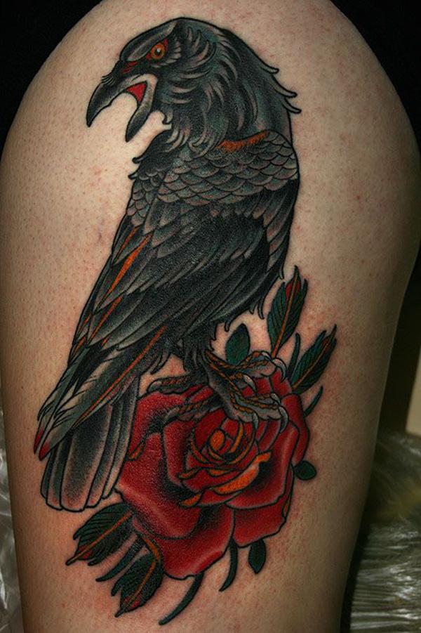 Raven và Rose Tattoo - 60+ Mysterious Raven xăm <3 <3