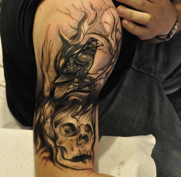 Raven và Skull Ink - 60+ Mysterious Raven xăm <3 <3