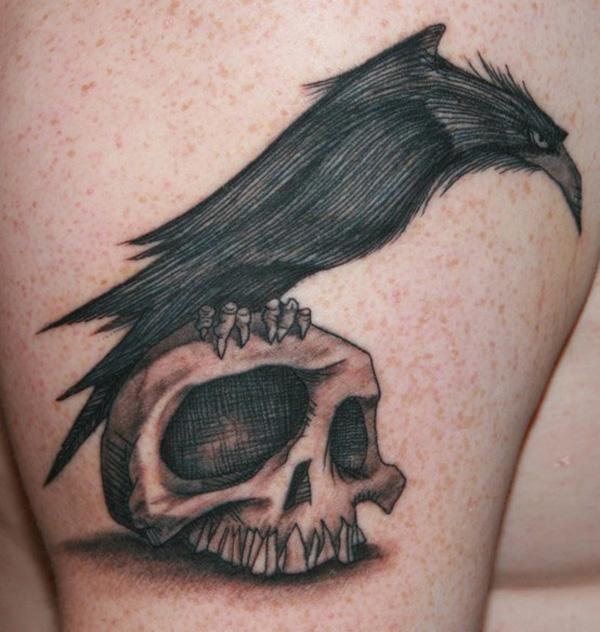 Raven và Skull Tattoo - 60+ Mysterious Raven xăm <3 <3