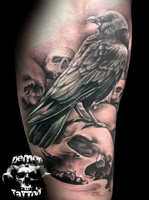 Raven và Skull Tattoo cho nam giới - 60 + Mysterious Raven xăm <3 <3