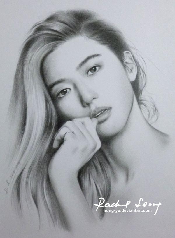 jeon ji hyun 1 by hong yu - Pencil Drawings by Leong Hong Yu  <3 <3