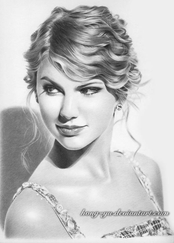 taylor swift 9 by hong yu - Pencil Drawings by Leong Hong Yu  <3 <3