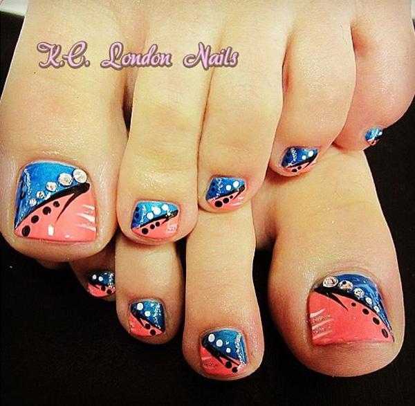 Pedicure, Toe Nail Art blue coral