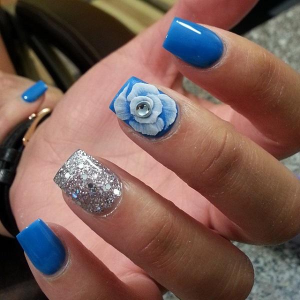 Beautiful Silver Strip Blue Nail Art Trends 2016 Pick Your Pic Nail Art Blue And Silver 014 Photo