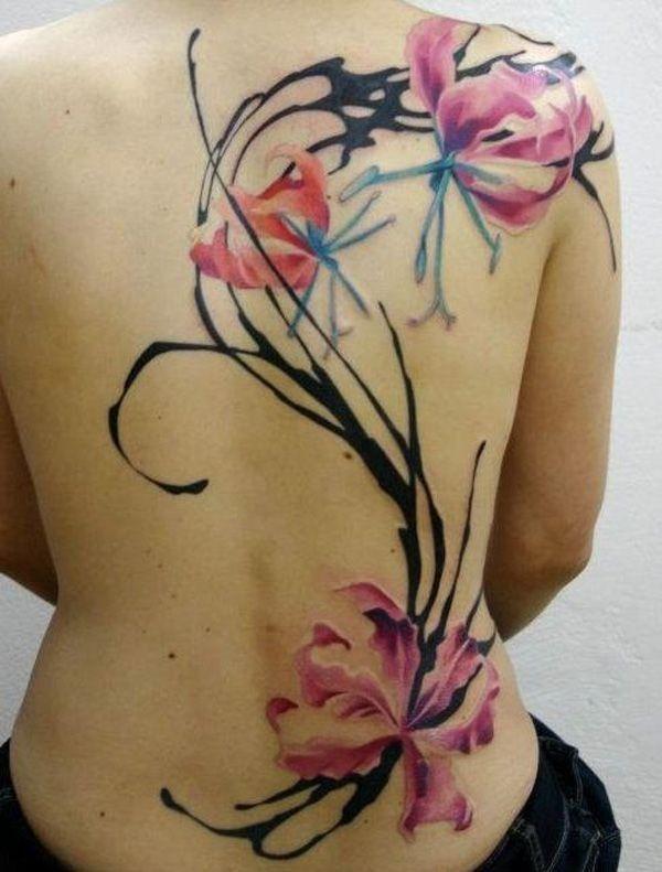 Elegant mộc lan màu nước hình xăm trên lưng đầy đủ cho phụ nữ - 50 + Magnolia Flower Tattoos <3 <3