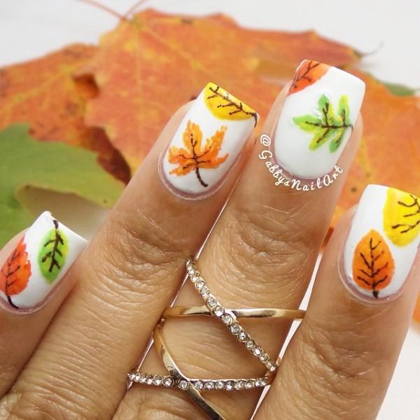 Leaves fall nail art ideas-21