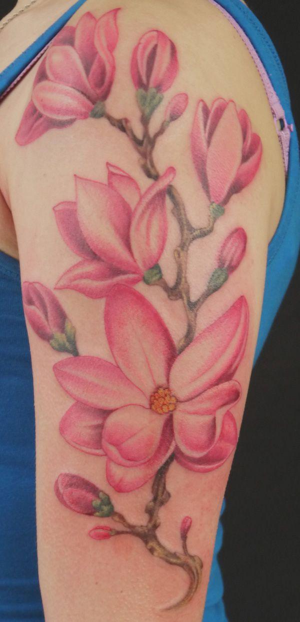 Magnolia nửa tay áo hình xăm.  - 50 + Magnolia Flower Tattoos <3 <3
