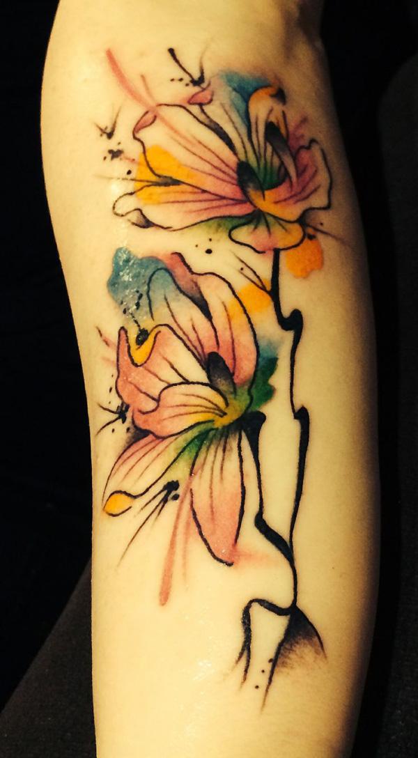 mộc lan màu nước xăm - 50 + Magnolia Flower Tattoos <3 <3