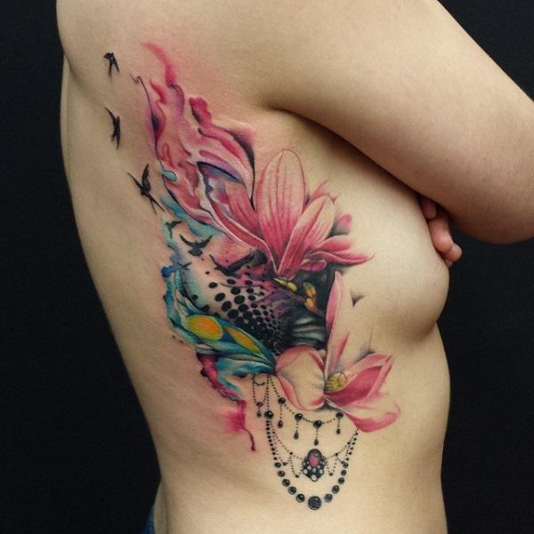 Magnolias Watercolor hình xăm - 50 + Magnolia Flower Tattoos <3 <3