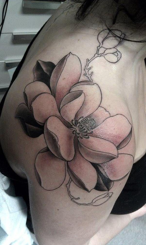 mộc lan xăm màu đen và trắng - 50 + Magnolia Flower Tattoos <3 <3