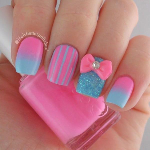 Pink Nail Art Designs For Elegant Style : Pink Nail Art With Gradient 
