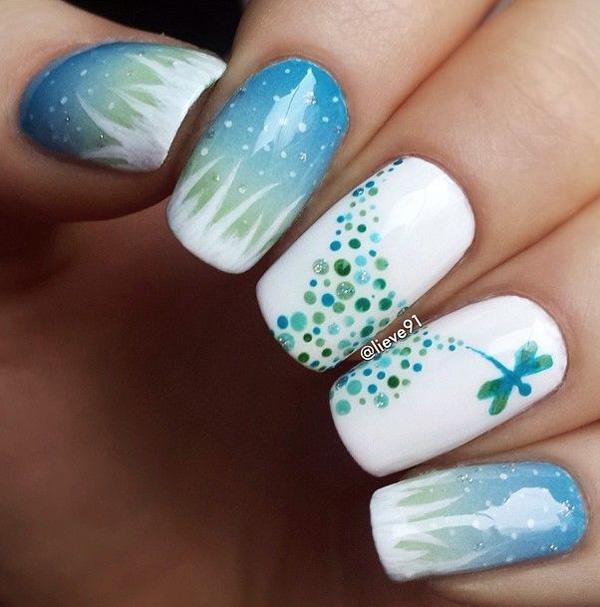 50 Watercolor Nail Art Ideas And Design Flower And Dragonfly Watercolor Nail Art Tap Into Your Artistic Mode Create Style
