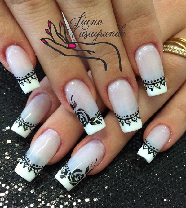 White French Tips Nail Art Gallery Icy Cold Blue French Tip Design Using Clear Coat As Base Color With Snow Caps