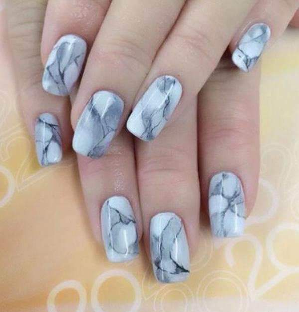35 Gray Nail Art Designs Art And Design Gray marble nails art design. This nail art design looks exquisite and at the same ... - 35 Gray Nail Art Designs Art And Design