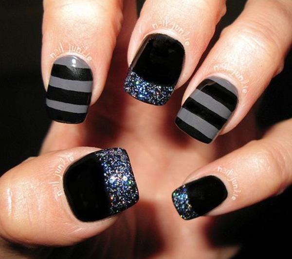 French Tip Nail Designs And Ideas Nails With Accent Black And Gray Nail Art Bination The Best That You Can Paint On In