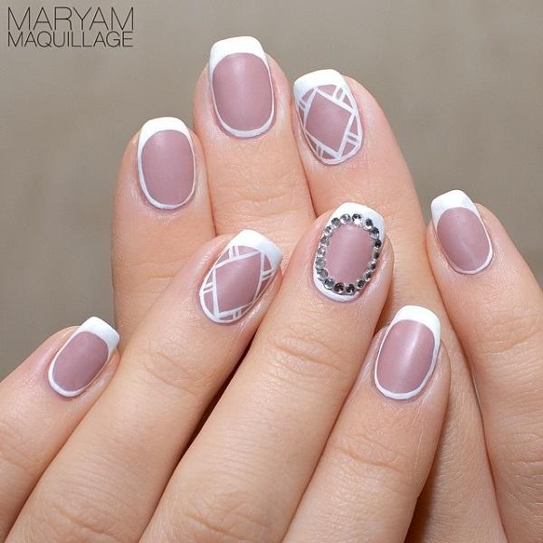70 Very Stylish Black French Tip Nail Art Design Ideas 30french Tip With Rhinestones Nail Art