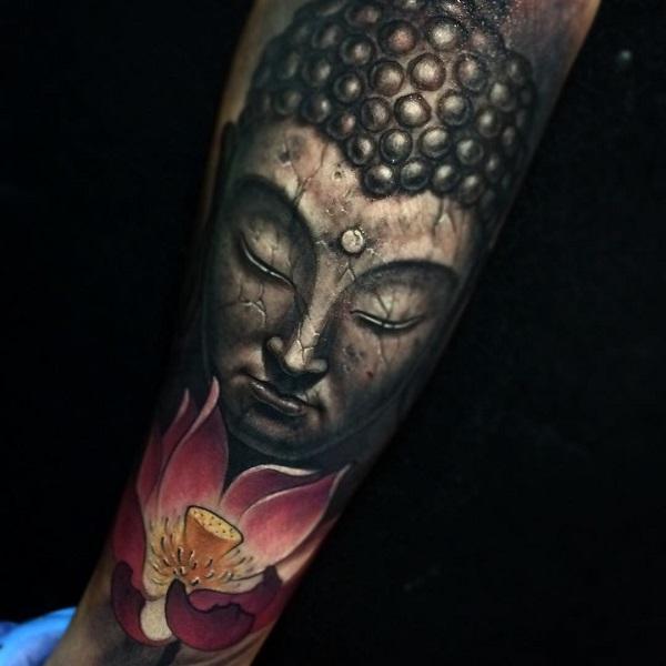 Another great hyper realistic Buddha portrait design with amazing details on cracks. It could denote how you have lived through scars to reach a new awakening and purity in life but you remain unfazed.
