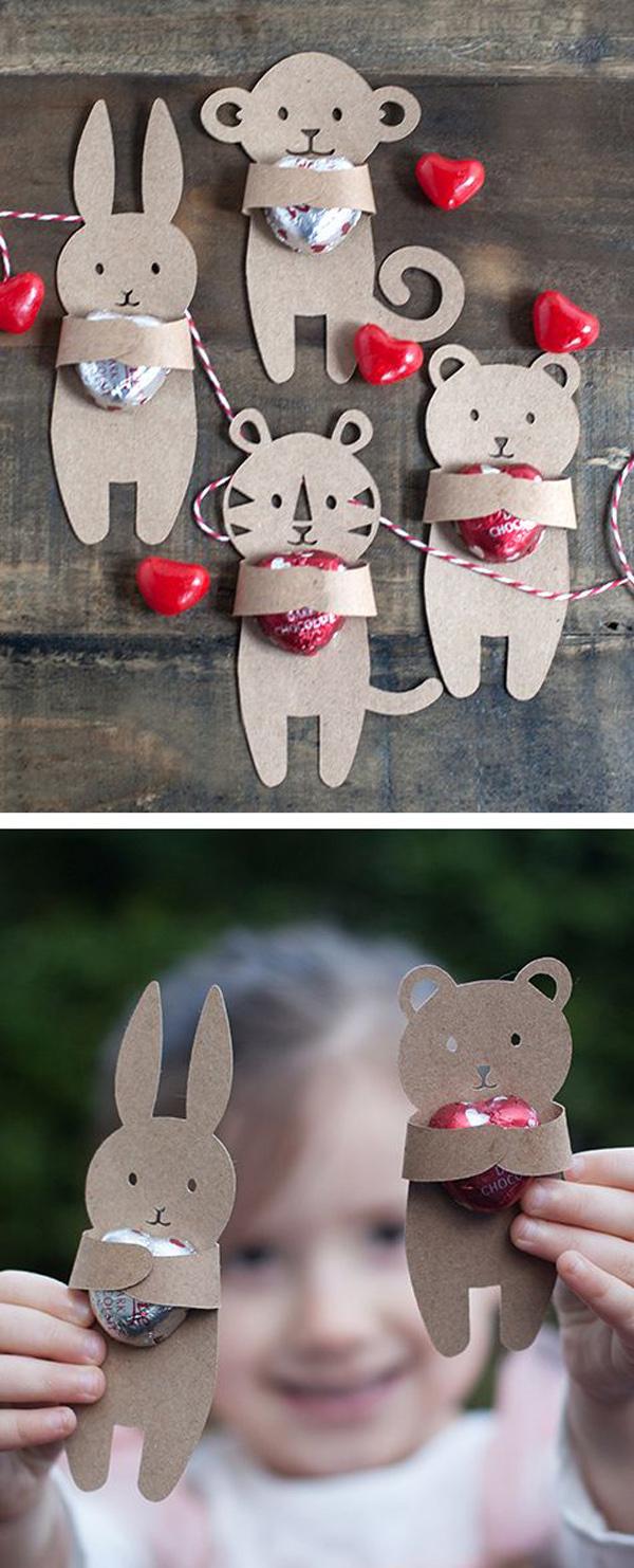 You can simply give chocolates to your loved one or create these cute animal cutouts that can give those chocolates in your behalf. Kids and kids-at-heart will truly enjoy these.