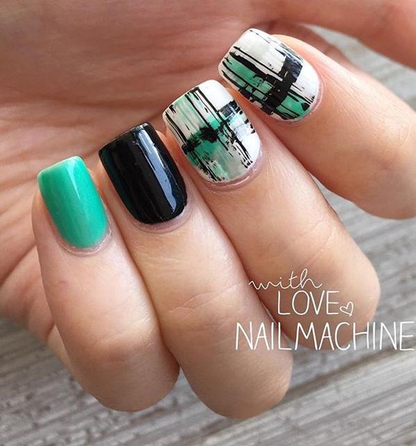 45 Refreshing Green Nail Art Ideas Art And Design If you aren't that much of a floral and spring kind of girl, ... - 45 Refreshing Green Nail Art Ideas Art And Design