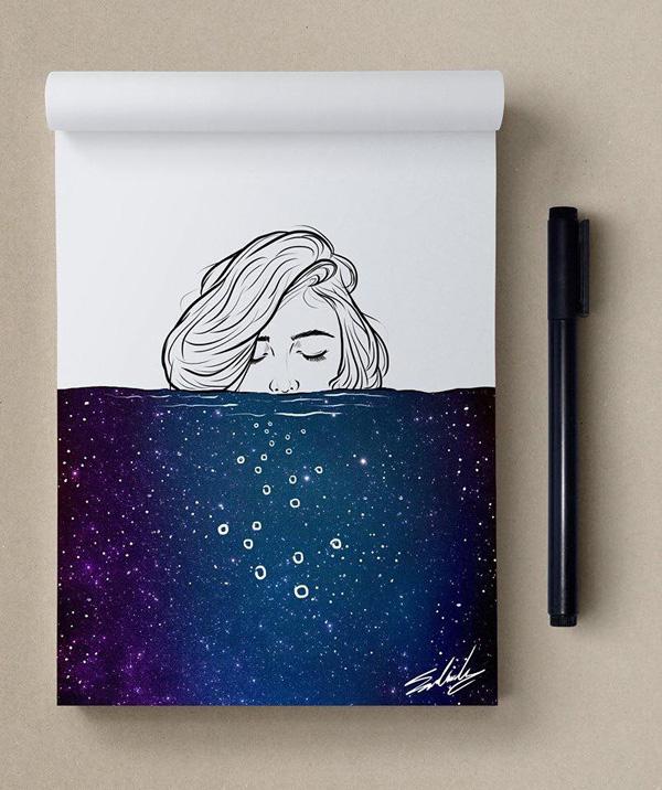 deep thoughts - Stars Themed Illustrations by Muhammed Salah <3 <3