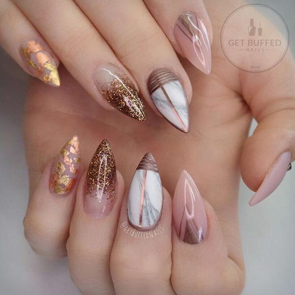 50+ Almond Nail Designs Art And Design Luxury. Gills gold, gold dust and marble are my inspiration for this manicure. - 50+ Almond Nail Designs Art And Design