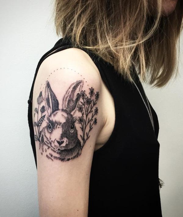 Image result for woman with tattoo easter rabbit