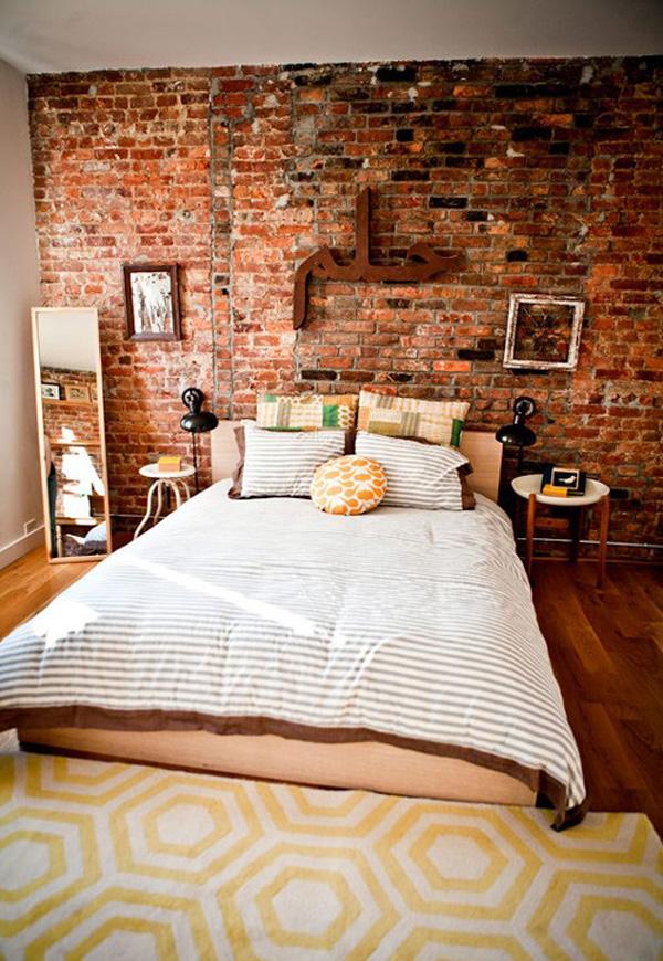 Znalezione obrazy dla zapytania brick walls interior bedroom