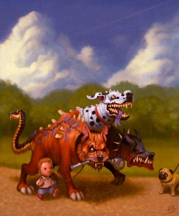 a boy and his cerberus