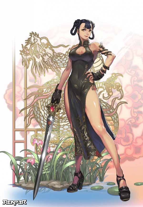 a lady in chinese dress