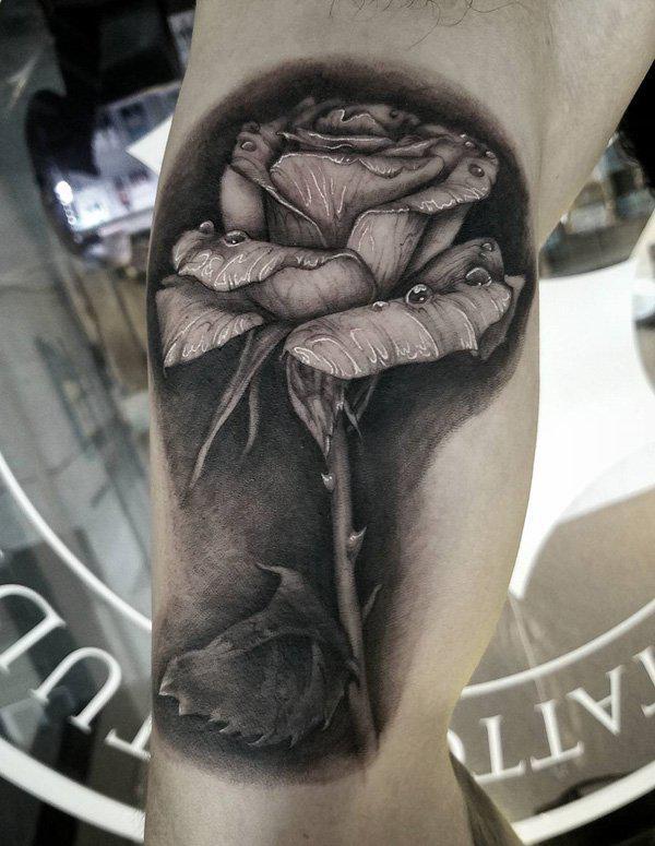 1PC 3D Rose Flower Temporary Tattoo Sticker Women Body Art Arm Leg Tattoo  Sticker Realistic Fake Black Rose Waterproof Tattoo - AliExpress