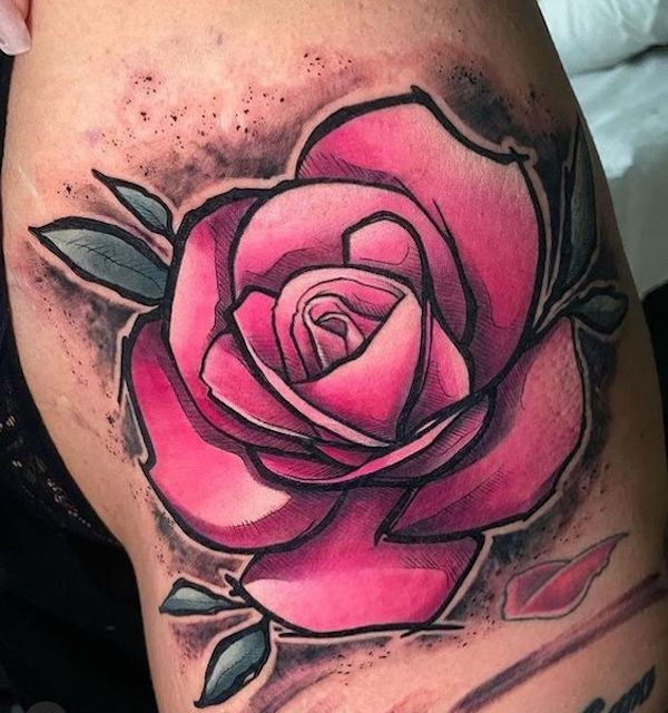 Red Rose Flower 3d Realistic Color Real Tattoo by Jackie R  Flickr