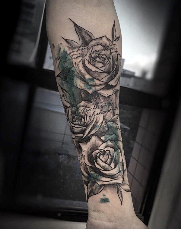 forearm rose tattoo for guys