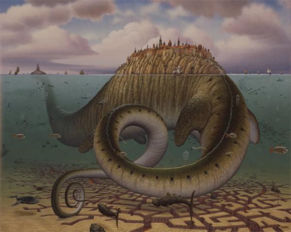 Jacek Yerka_8600_478 Brontosarus civitas