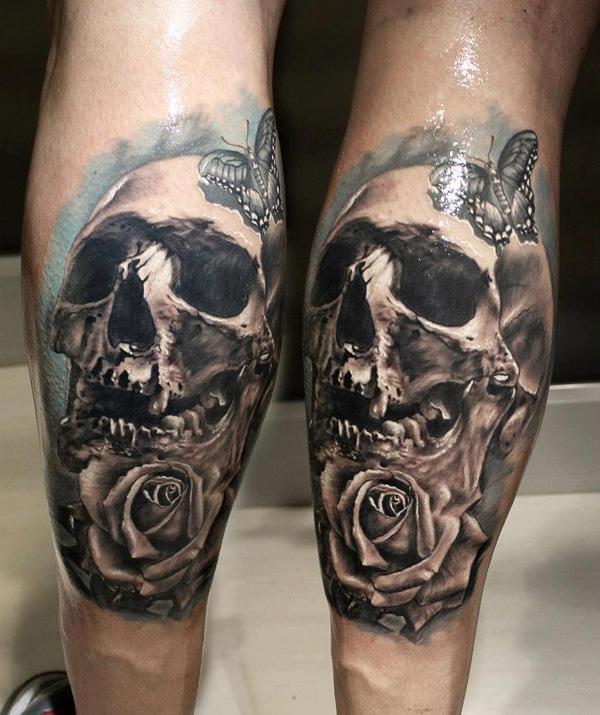 Fullback skull and crows tattoo