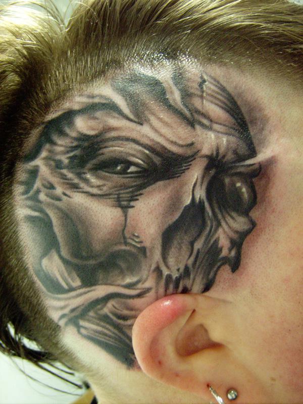 Zombie skull tattoo