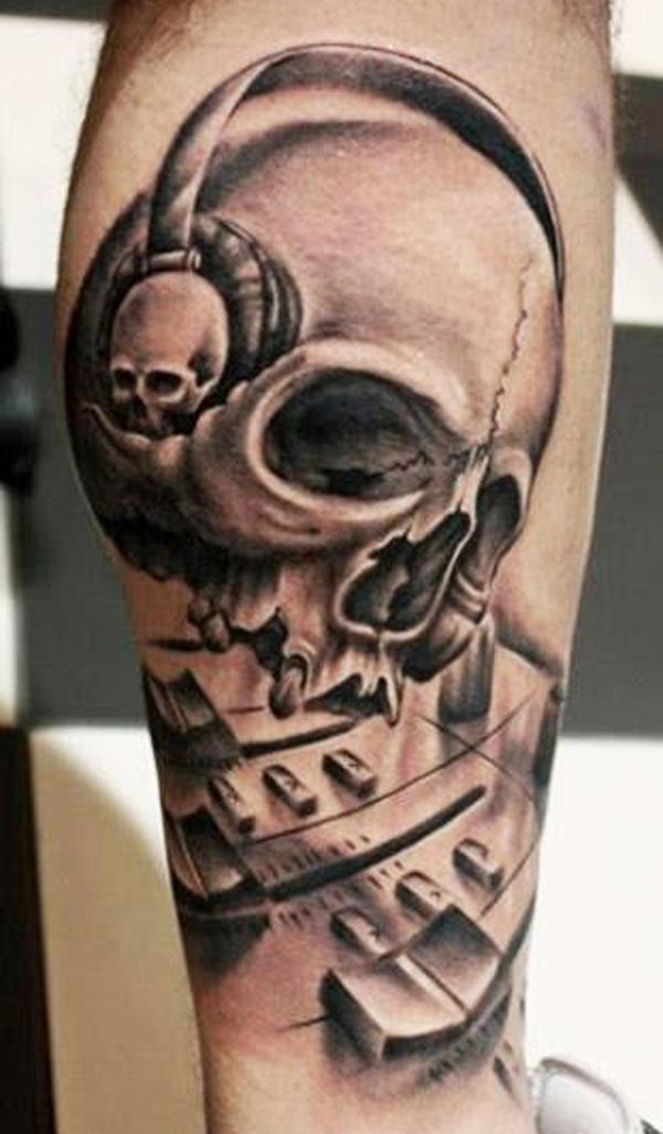 Sugar Skull with rose tattoo