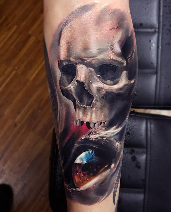 Skull in dark world tattoo