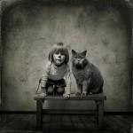 Little Girl and Her Cat
