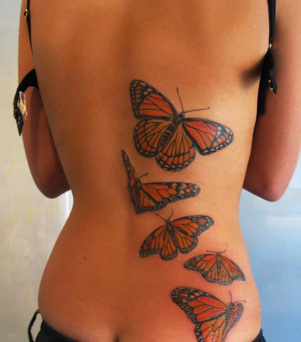 Butterfly Love Flowers Tattoo Design