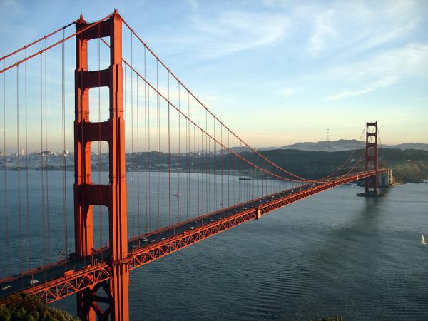 The Golden Gate Bridge and San Francisco CA at sunset