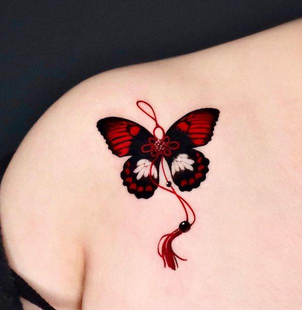 15 Stunning Red Butterfly Tattoos for a Colorful and Feminine Look  Psycho  Tats